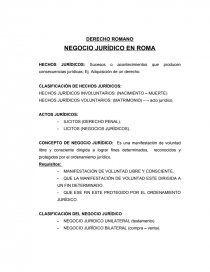 DERECHO ROMANO NEGOCIO JURÍDICO EN ROMA. Página 1