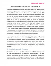 PROYECTO EDUCATIVO DE JOSÉ VASCONCELOS. Página 1