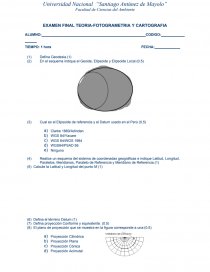 EXAMEN FINAL TEORIA-FOTOGRAMETRIA Y CARTOGRAFIA. Página 1