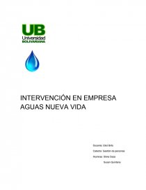 Ciudad del niño- INTERVENCIÓN EN EMPRESA AGUAS NUEVA VIDA.. Página 1