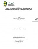 CRÍTICA A LA SITUACIÓN CONSTITUCIONAL DEL PAÍS EN BASE A LA CONFERENCIA IMPARTIDA POR JAIME GARZON EN EL VALLE DEL CAUCA.