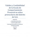 Validez y Confiabilidad de la Escala de Comportamiento Prosocial en niños preescolares del distrito de S.J.L.