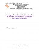 La Lengua Castellana Y La Literatura En El Nuevo Currículo De La Educación Secundaria Obligatoria
