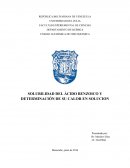 SOLUBILIDAD DEL ÁCIDO BENZOICO Y DETERMINACIÓN DE SU CALOR EN SOLUCION