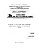 FACTORES QUE HAN AFECTADO EL INCREMENTO DE SALARIO DEL VENEZOLANO EN LOS ÚLTIMOS 20 AÑOS