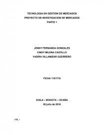 TECNOLOGIA EN GESTION DE MERCADOS PROYECTO DE INVESTIGACION DE MERCADOS. Página 1