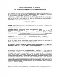CONTRATO LABORAL INDETERMINADO. Página 1