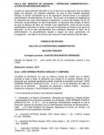 FALLA DEL SERVICIO DE ADUANAS / OPERACION ADMINISTRATIVA / ACCION DE REPARACION DIRECTA. Página 1