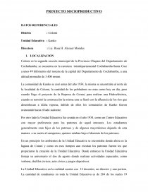 PROYECTO SOCIOPRODUCTIVO DATOS REFERENCIALES. Página 1