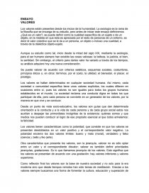 ENSAYO- DE LOS VALORES.. Página 1