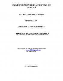 GESTION FINANCIERA MODELO DE PROGRAMA. Página 1