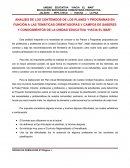 ANALISIS DE LOS CONTENIDOS DE LOS PLANES Y PROGRAMAS EN FUNCIÓN A LAS TEMÁTICAS ORIENTADORAS Y CAMPOS DE SABERES Y CONOCIMIENTOS DE LA UNIDAD EDUCATIVA “HACIA EL MAR”.
