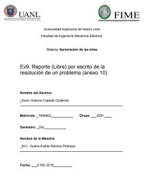 Reporte (Libre) por escrito de la resolución de un problema.. Página 1