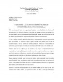 Interculturalidad. CARTA SOBRE LAS CLASES VISTAS EN LA MATERIA DE INTERCUTURALIDAD A UN FAMILIAR