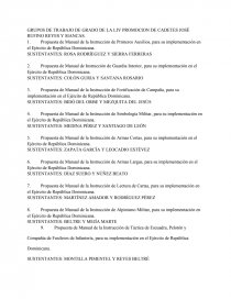 GRUPOS DE TRABAJO DE GRADO DE LA LIV PROMOCION DE CADETES JOSÉ RUFINO REYES Y SIANCAS.. Página 1