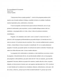Por una pedagogia de la pregunta. Página 1