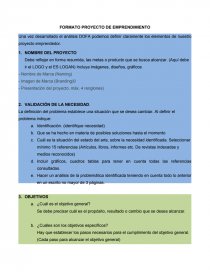 FORMATO PROYECTO DE EMPRENDIMIENTO. Página 1
