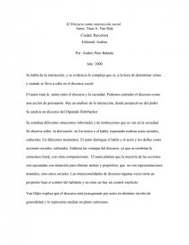 El Discurso como interacción social. Página 1