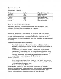 Recursos Humanos II. Programa de evaluación. Página 1