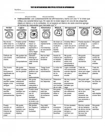 TEST DE INTELIGENCIAS MULTIPLES/ESTILOS DE APRENDIZAJE. Página 1