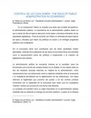 Acerca de The role of public administration in governing.