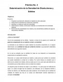 Práctica No. 3 Determinación de la Densidad de Disoluciones y Sólidos