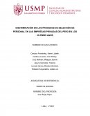 DISCRIMINACIÓN EN LOS PROCESOS DE SELECCIÓN DE PERSONAL EN LAS EMPRESAS PRIVADAS DEL PERÚ EN LOS ÚLTIMOS AÑOS