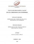 IMPORTANCIA DEL CÓDIGO DE ÉTICA EN EL PROFESIONAL DE ENFERMERÍA