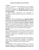 Contrato de alquiler de área comercial.