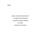 DIEZ CAUSAS MÁS COMUNES EN ACCIDENTES DE TRÁNSITO
