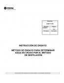 Agua en crudo por el metodo de destilación
