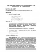 Acta de reunión ordinaria del equipo de trabajo de epidemiología