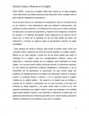 Decisión propia o influencia en la religión.