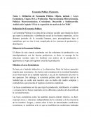 Definición de Economía Política. Objeto, método y Leyes Económicas. Etapas De La Producción. Macroeconomía-Microeconomía, Políticas Macroeconómicas. Crecimiento. Desarrollo y Subdesarrollo. Análisis del Capítulo VII de la exposición de motivo