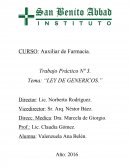 Trabajo Práctico Nº 3. Tema: “LEY DE GENERICOS.”