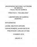 PRÁCTICA 3. “SOLUBILIDAD” LABORATORIO DE QUÍMICA GENERAL I