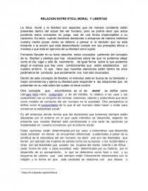 RELACION ENTRE ETICA, MORAL Y LIBERTAD. Página 1