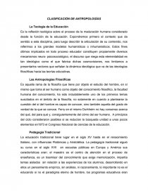 CLASIFICACION DE ANTROPOLOGIAS FILOSOFICAS. Página 1