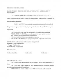 LABORATORIO #3 “PROPIEDADES QUIMICAS DE ACIDOS CARBOXILICOS Y DERIVADOS”.. Página 1