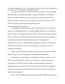 UN ASPECTO IMPORTANTE EN LA ÚLTIMA ETAPA DEL PROCESO DE LAMINACIÓN EN CALIENTE: DE PLANCHÓN A PRODUCTO PLANO.. Página 1