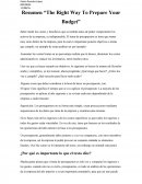 Resumen “The Right Way To Prepare Your Budget”