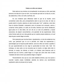 Carta a un niño con cancer.. Página 1