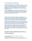EL ROL DEL PSICÓLOGO(A) Y SU PROCESO PERSONAL