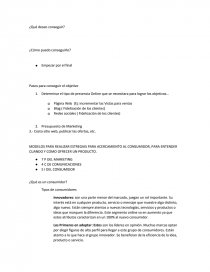 MODELOS PARA REALIZAR ESTREGIAS PARA ACERCAMIENTO AL CONSUMIDOR, PARA ENTENDER CUANDO Y COMO OFRECER UN PRODUCTO... Página 1
