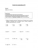 Control de matemáticas 5° básico