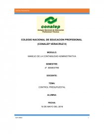 MANEJO DE LA CONTABILIDAD ADMINISTRATIVA. Página 1