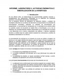 INFORME, LABORATORIO 3: ACTIVIDAD ENZIMATICA E INMOVILIZACIÓN DE LA INVERTASA.