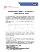 PROCEDIMIENTO PARA PARA EXONERARSE DEL CURSO VIRTUAL DE INGLÉS