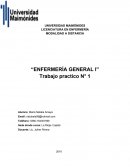 MODALIDAD A DISTANCIA “ENFERMERÍA GENERAL I” Trabajo practico N° 1