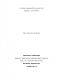 EFECTOS DE LA GLOBALIZACION EN LAS EMPRESAS COLOMBIA Y LATINOAMERICA. Página 1